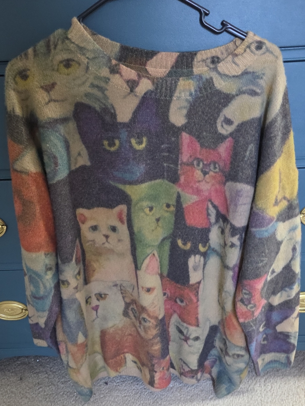Colorful Multi-Cat Crewneck Sweater
